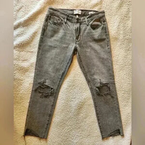 Frame Denim Ankle & Cropped Distressed Gray Jeans, see measurements!